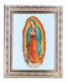  O.L. OF GUADALUPE IN A FINE DETAILED SCROLL CARVINGS ANTIQUE SILVER FRAME 